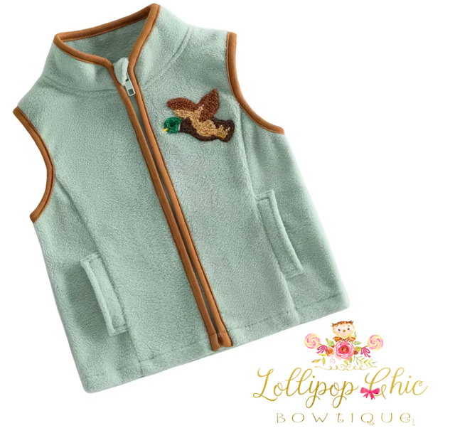 Baby and Toddler Fleece Zippered Vest Duck Embroidery