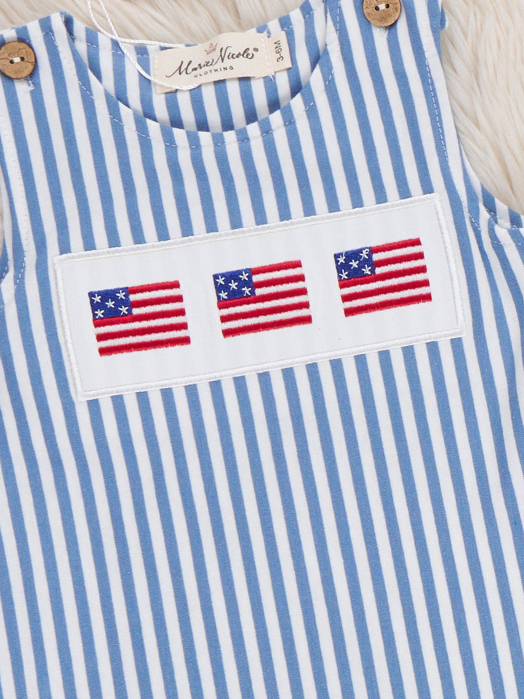 Stripes of Freedom Embroidered Cotton Romper