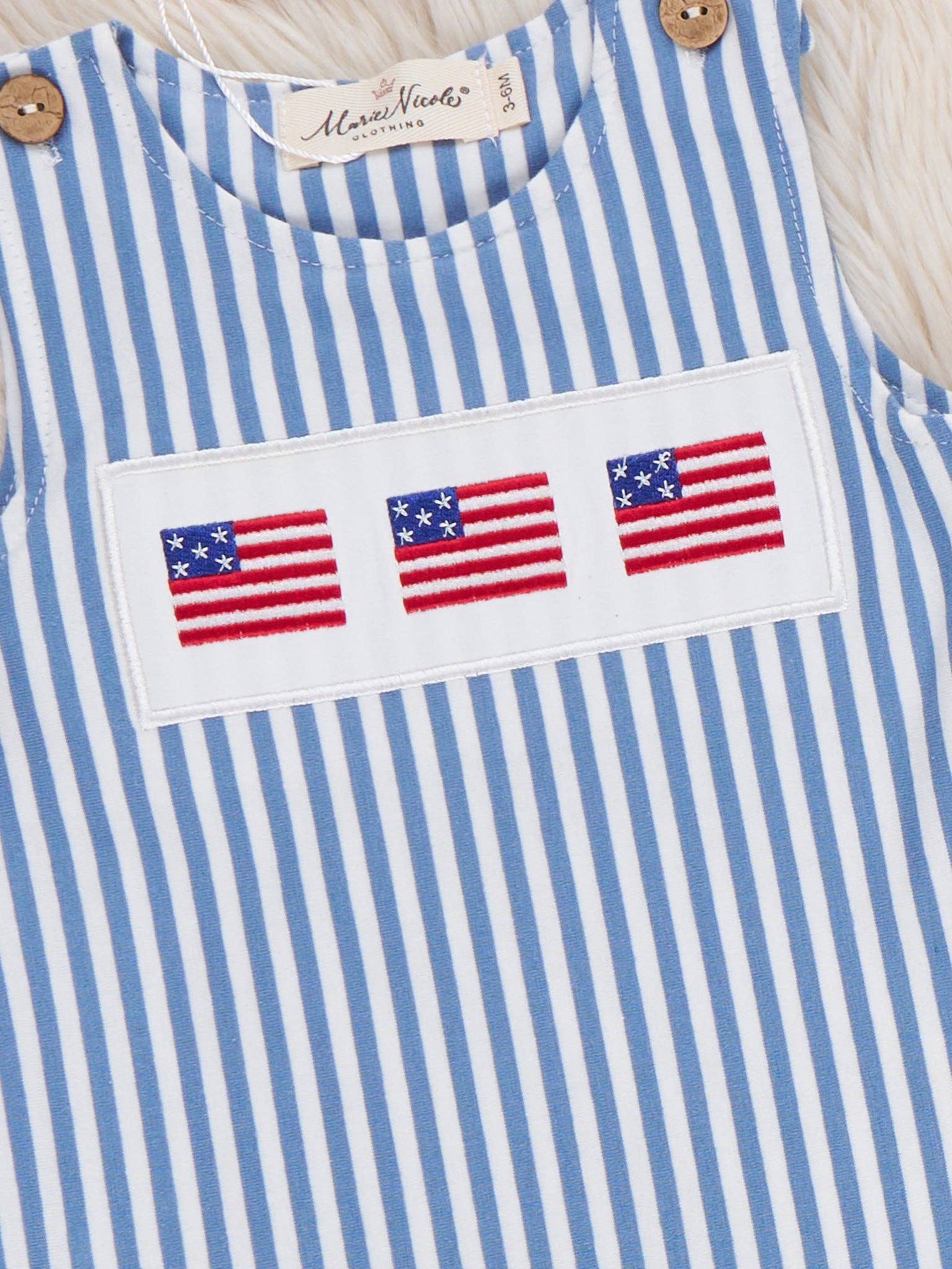 Stripes of Freedom Embroidered Cotton Romper
