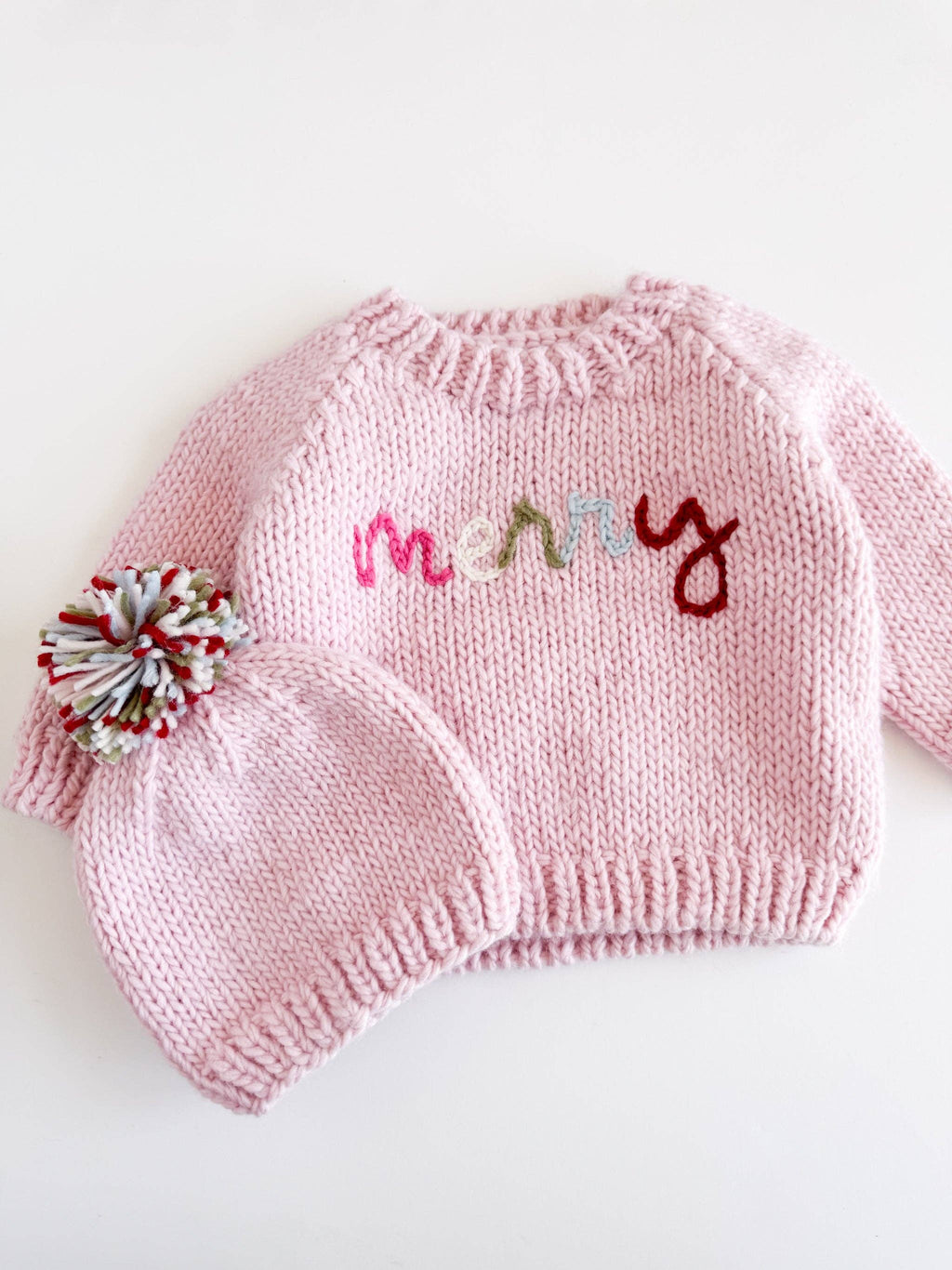 Merry Sweater Baby Pink Christmas Holiday Apparel Gift