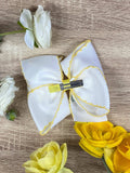 Lemon Embroidered Moonstitch Hair Bow | Clip or Headband