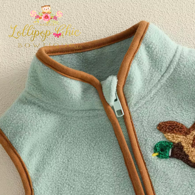 Baby and Toddler Fleece Zippered Vest Duck Embroidery