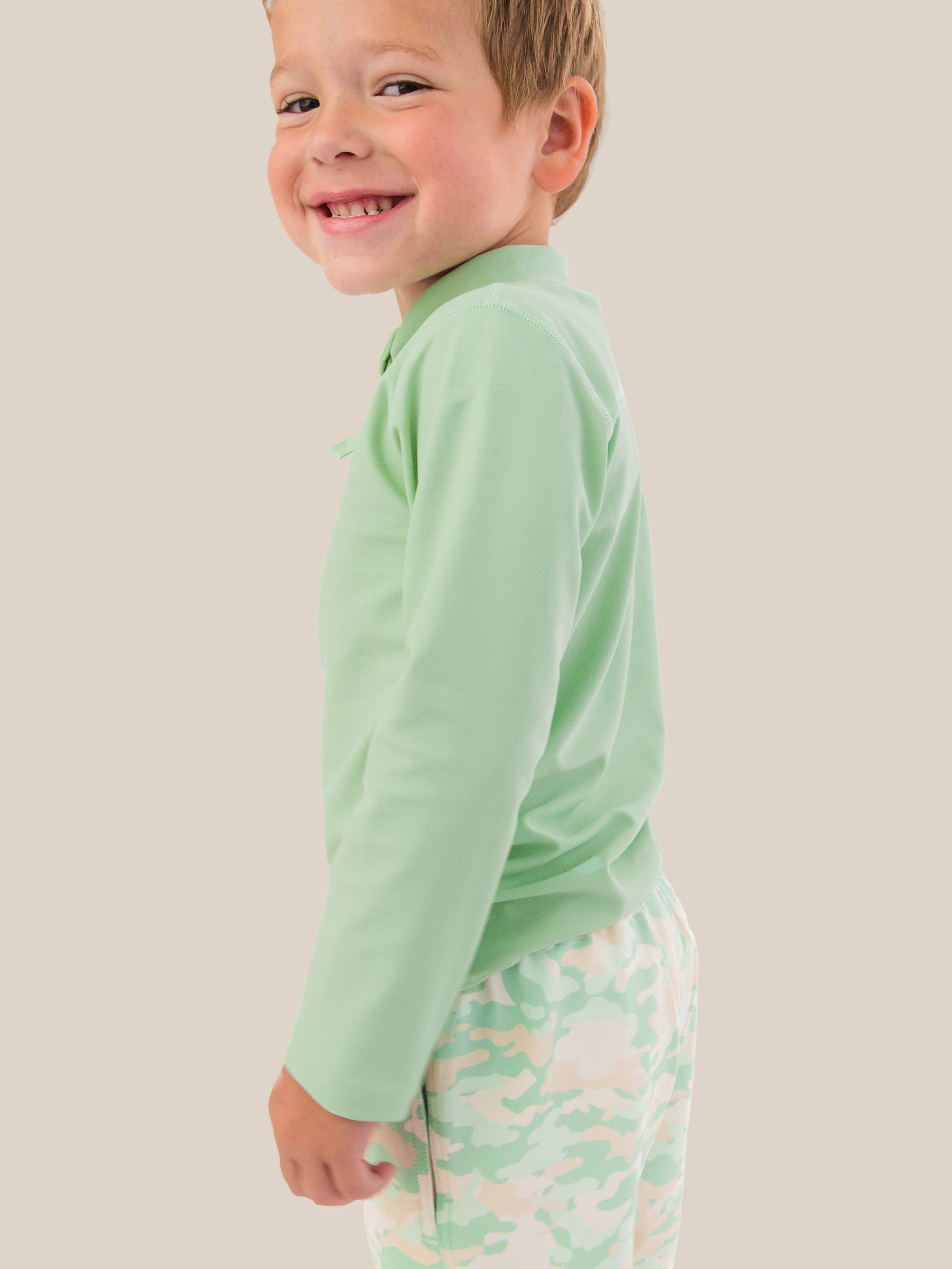 Boys Sage Long Sleeve Zipper Rash Guard