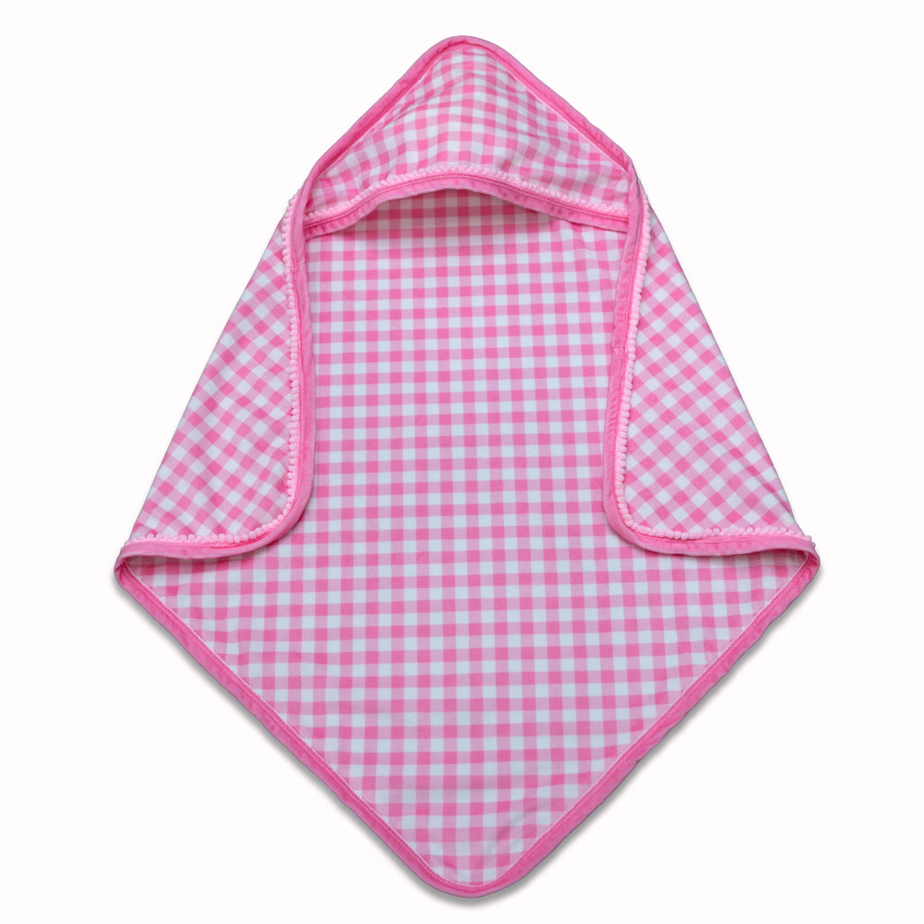 Newborn Hooded Towel Girls - Pink Gingham
