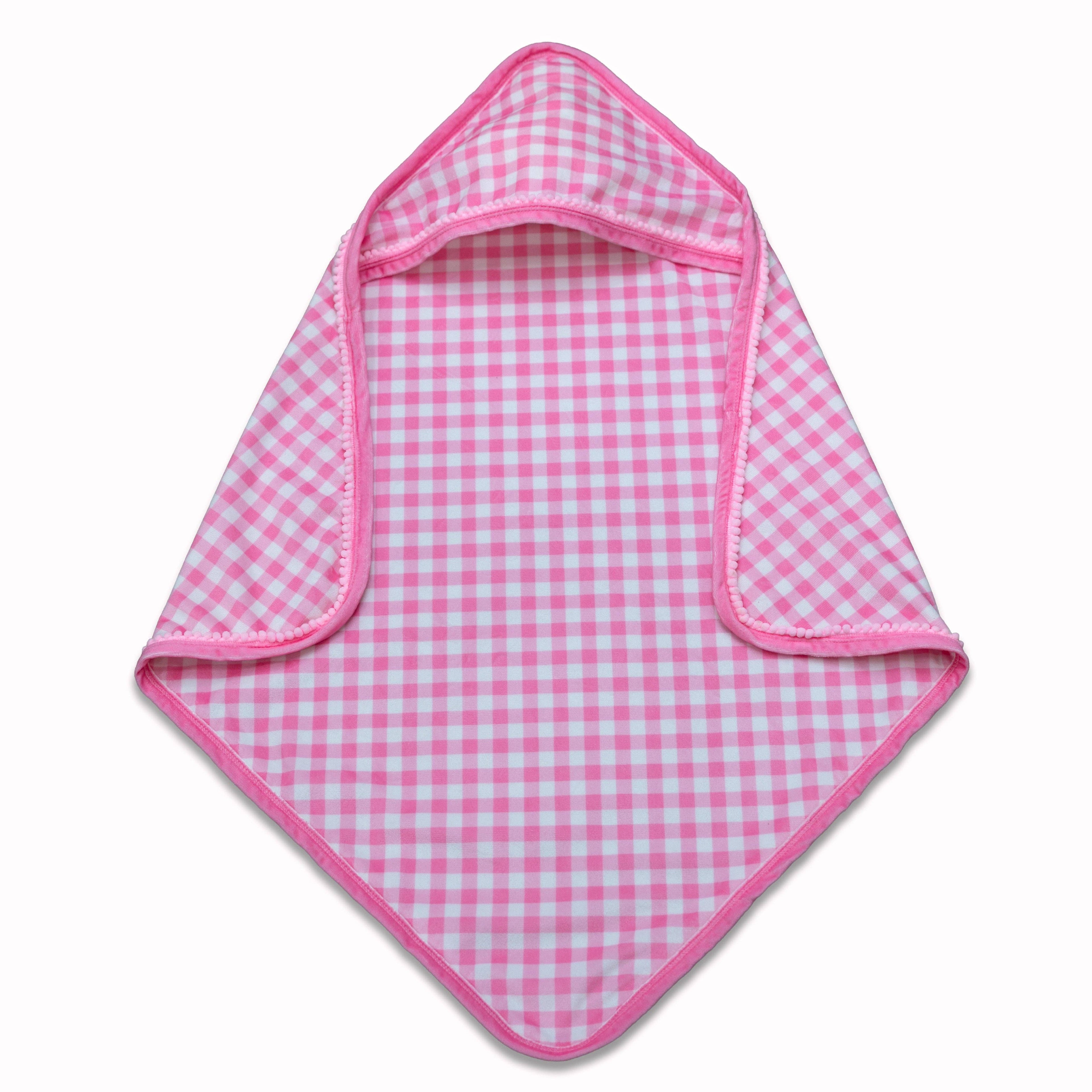 Newborn Hooded Towel Girls - Pink Gingham