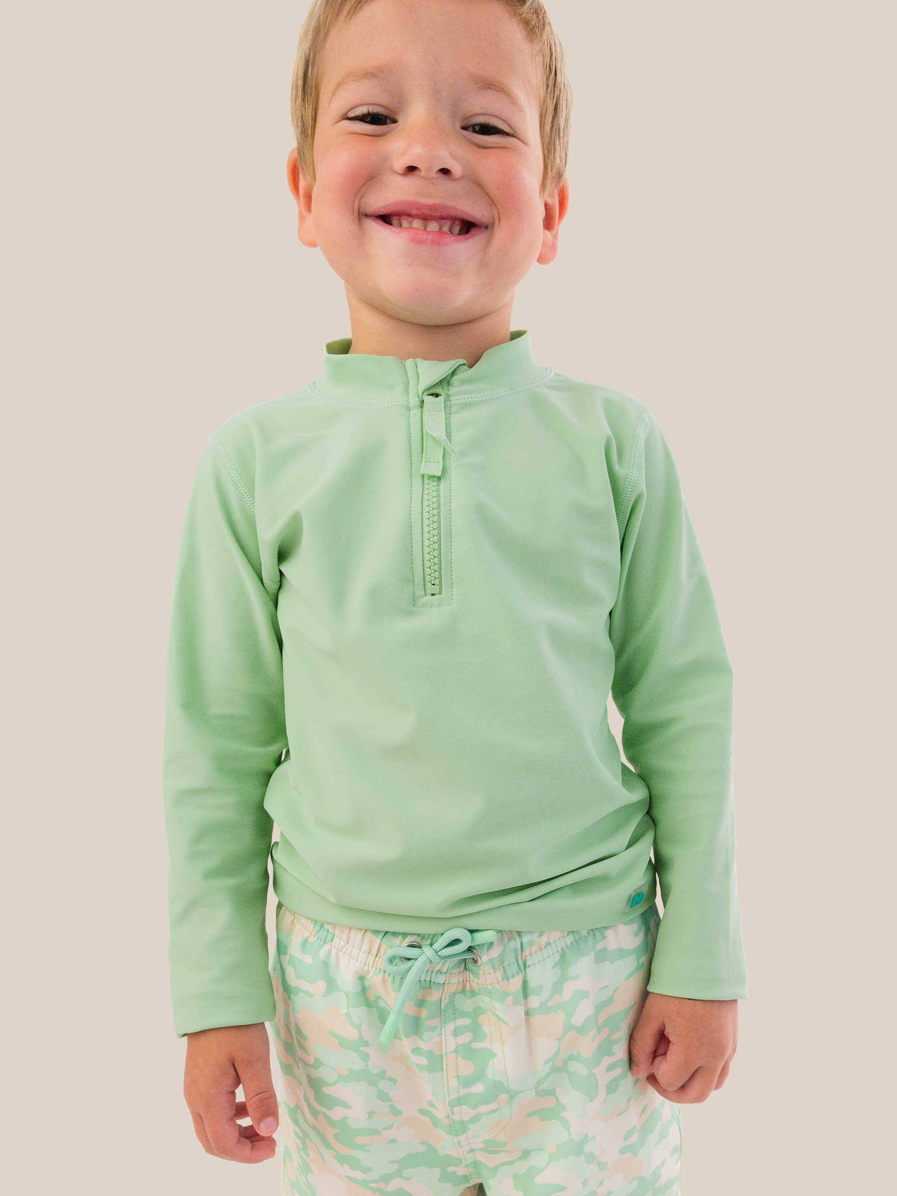 Boys Sage Long Sleeve Zipper Rash Guard