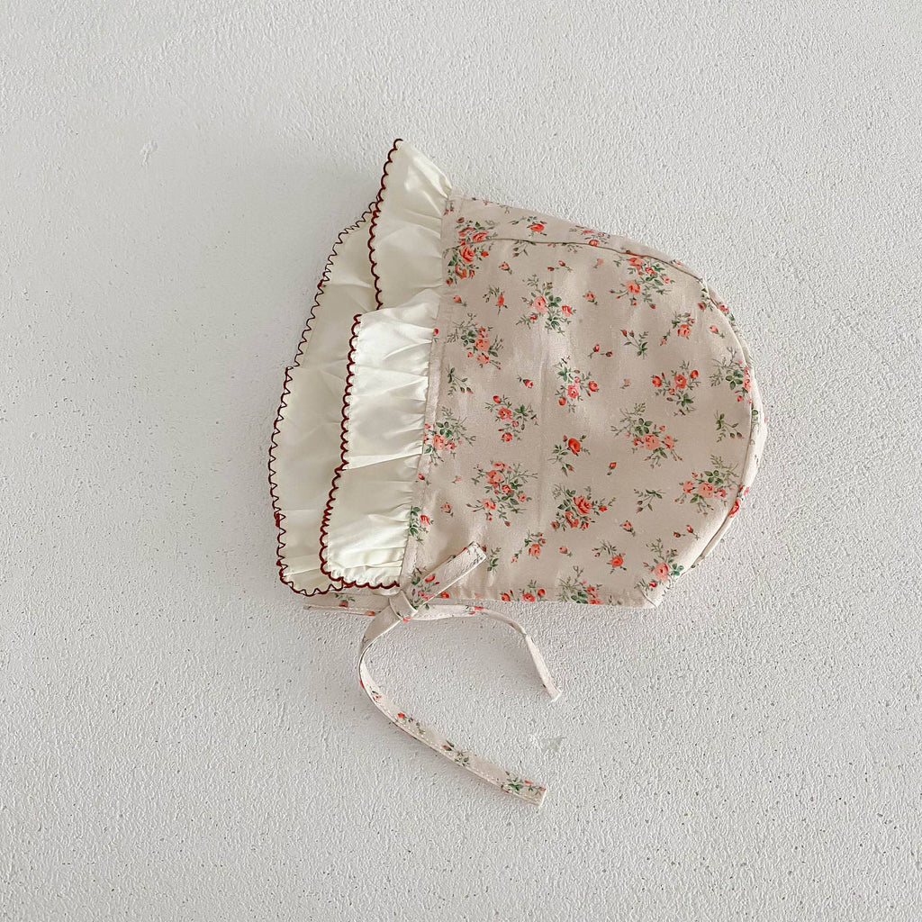 Vintage Floral Baby Romper Set with Ruffle Collar