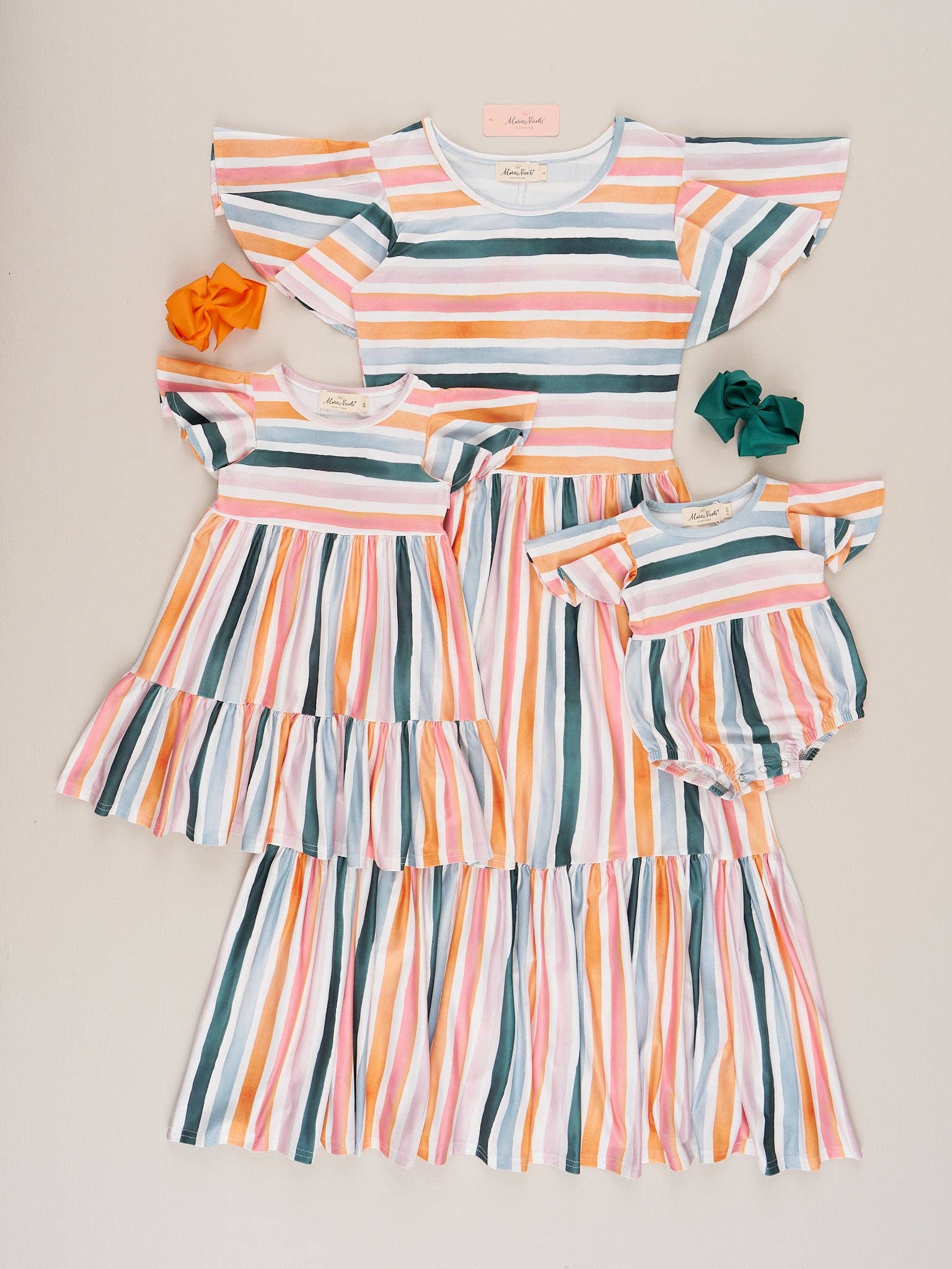 Coastal Tide Tiered Stripe Ruffle Bubble Romper