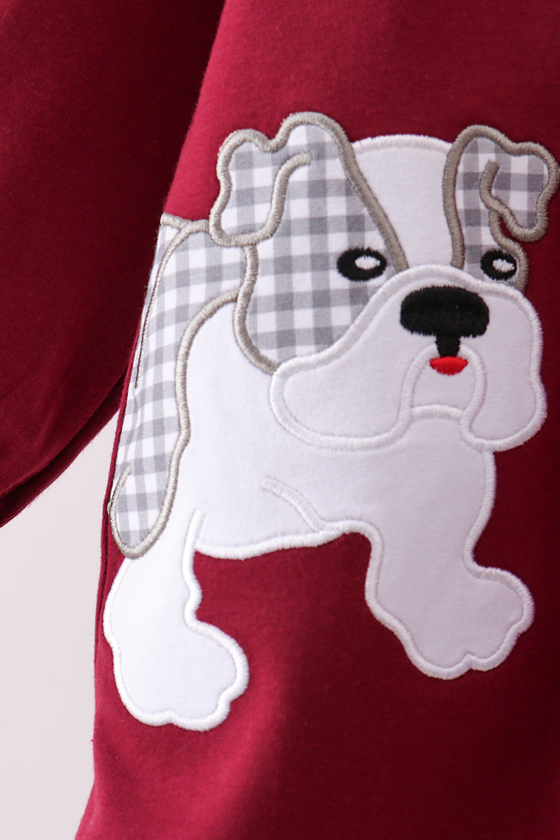 Premium Maroon Georgia bulldog applique dress