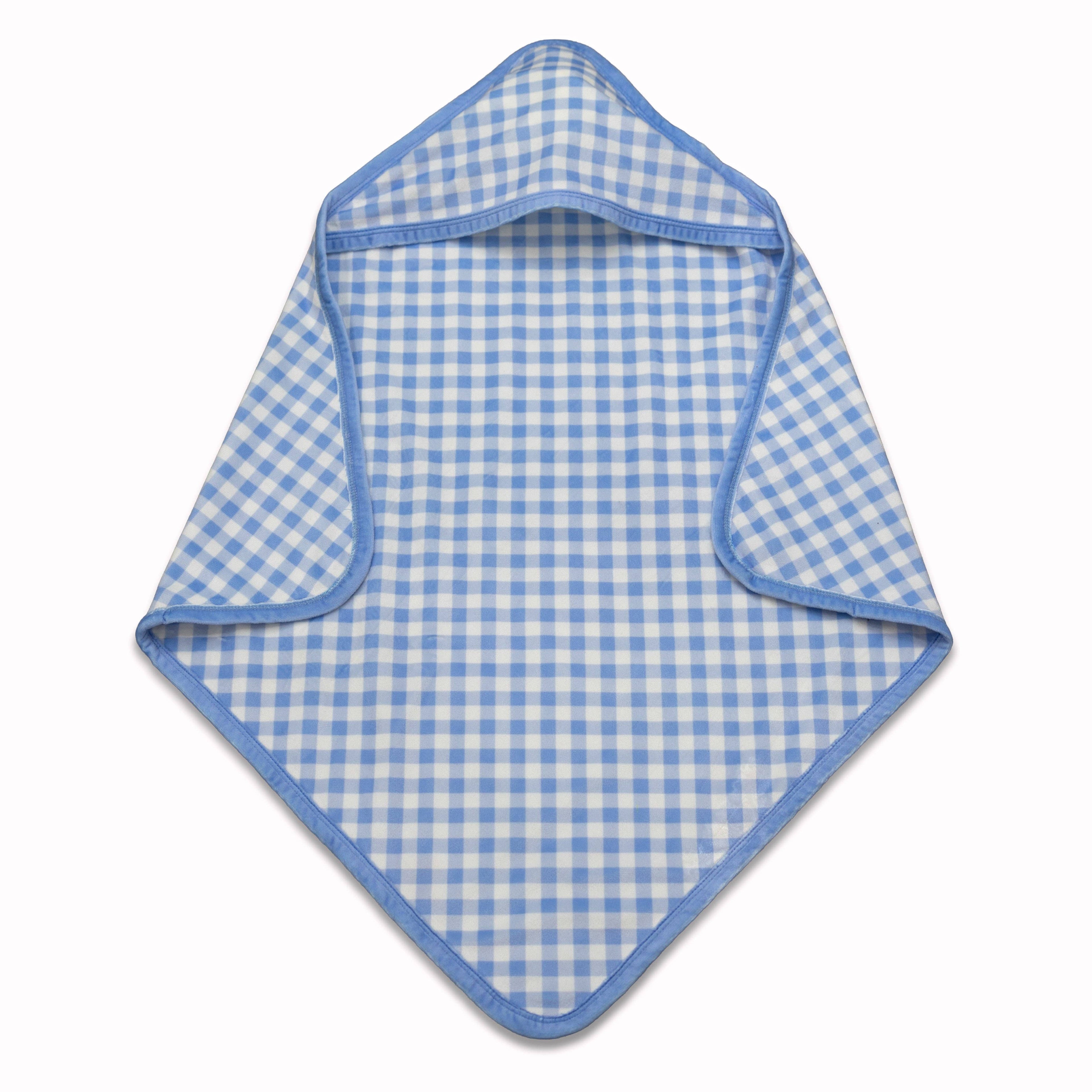 Newborn Boys Hooded Towel - Blue Gingham