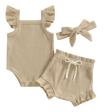 Newborn Ribbed Ruffle Set