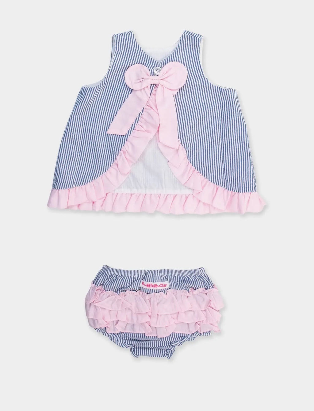Blue Stripe Seersucker Ruffle Swing Set