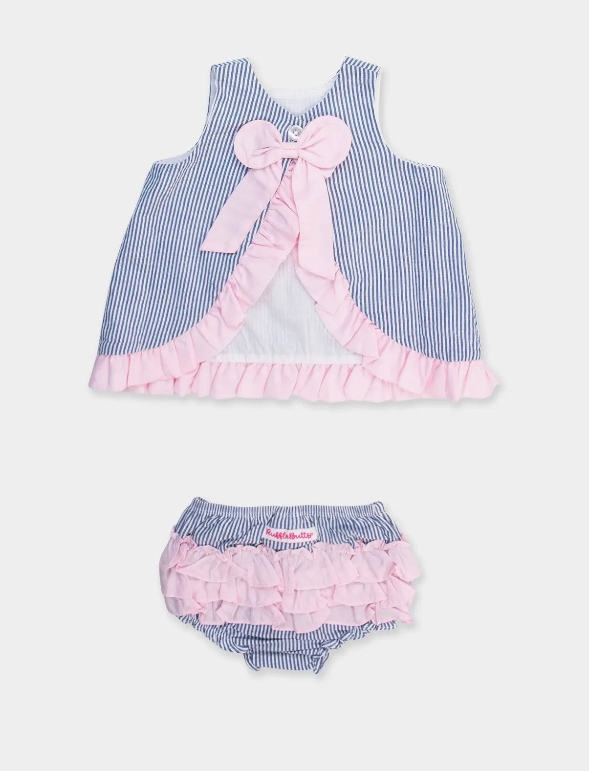 Blue Stripe Seersucker Ruffle Swing Set