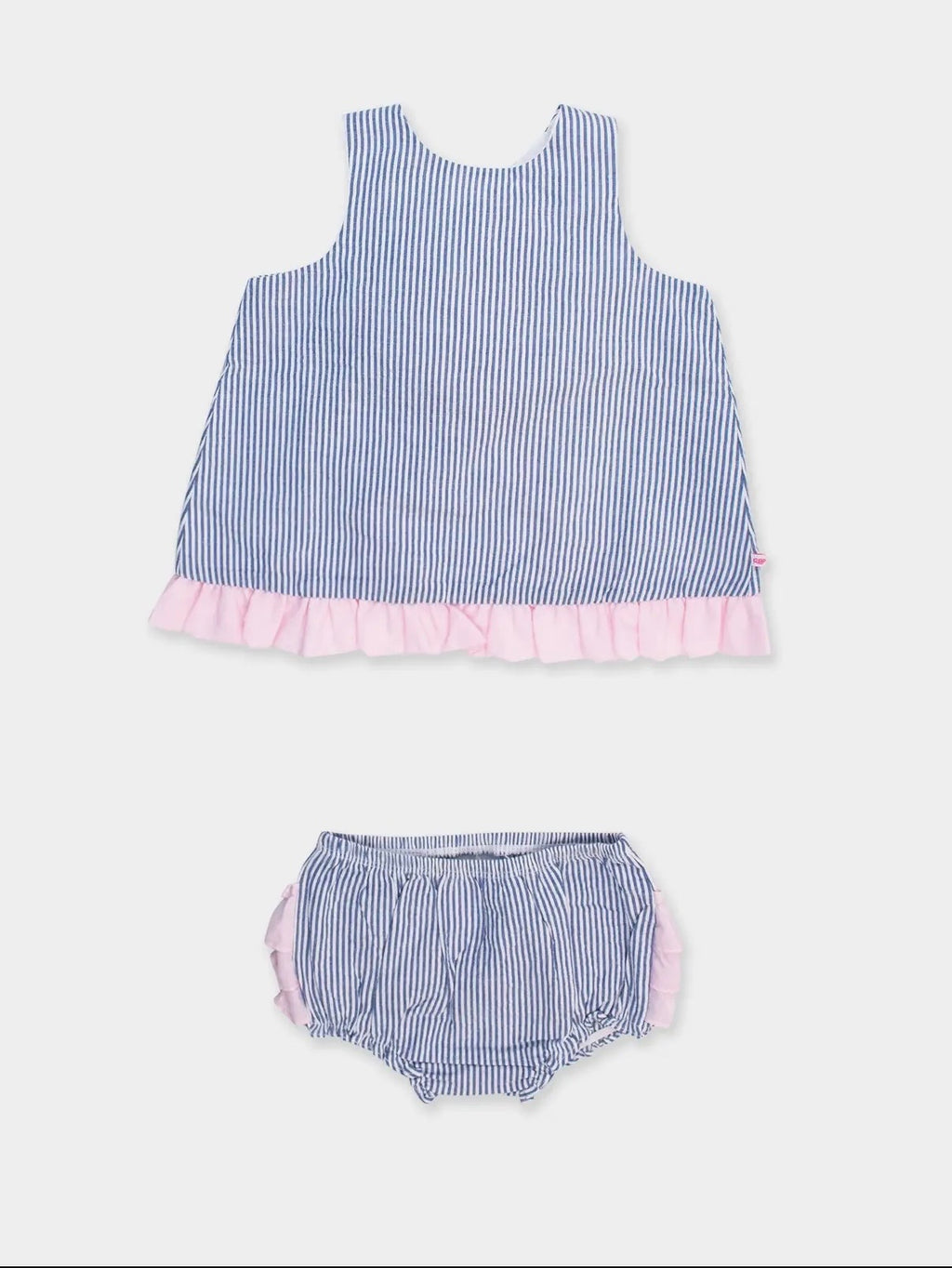 Blue Stripe Seersucker Ruffle Swing Set