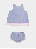 Blue Stripe Seersucker Ruffle Swing Set