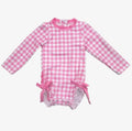 Girls One Piece Swim Suit Pink Gingham