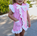 Girls Swim Cover Up Ruffle Pink Gingham