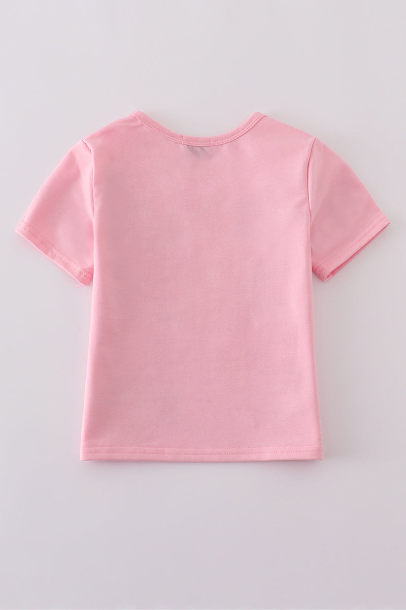 Pink star sequin mom&me top