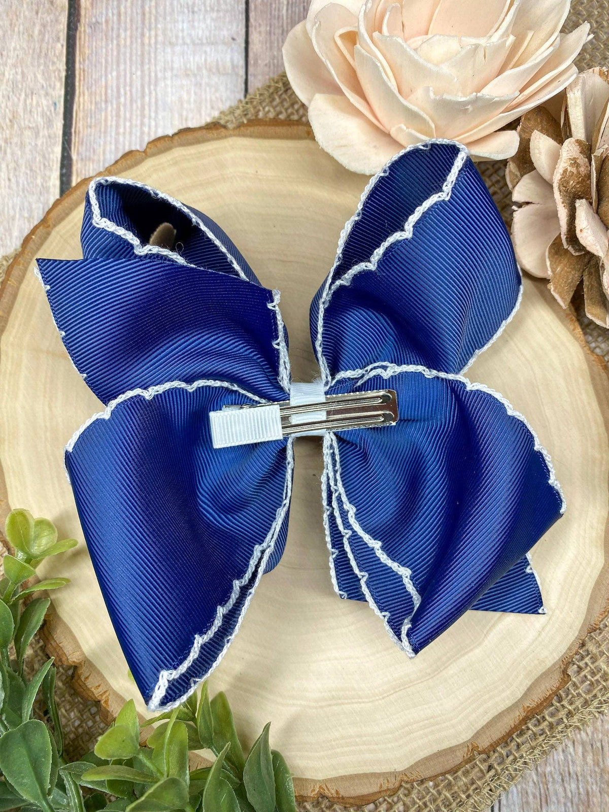 Anchors Away Embroidered Moonstitch Hair Bow | Clip or Headband
