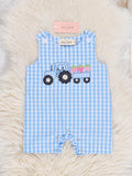 Gingham Embroidered Fruit Truck 100% Cotton Johnny