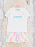 Striped "I Love Mama" Smocked Outfit
