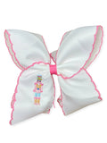 Pink Nutcracker Embroidered Moonstitch Hair Bow | Clip or Headband