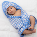 Newborn Boys Hooded Towel - Blue Gingham