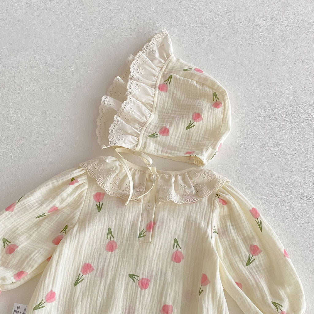 Muslin Baby Romper with Ruffle Collar