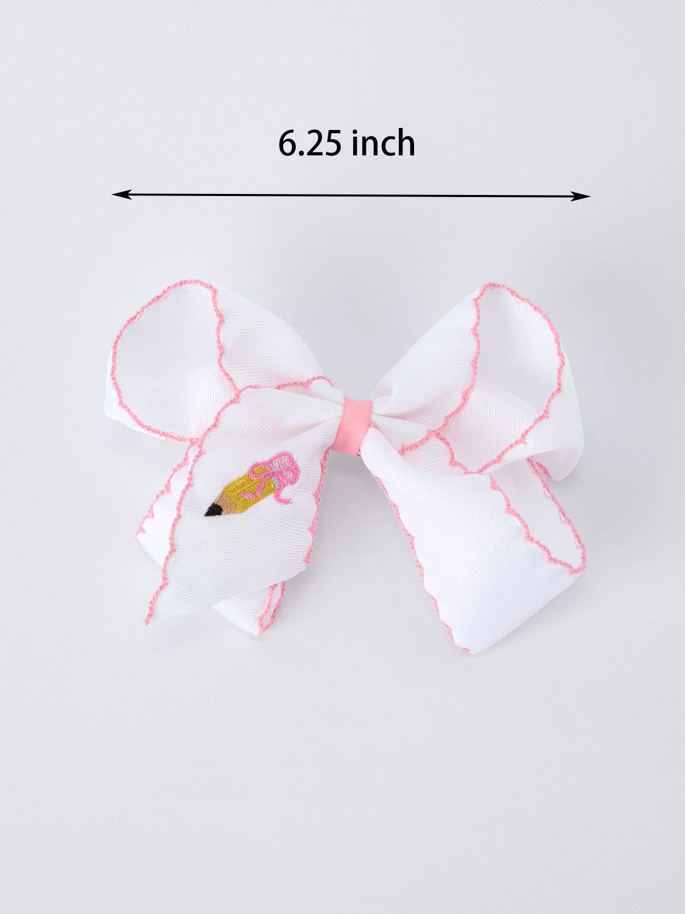 Back to School Yellow Pencil Bow Hair Clip 6.25 Inch