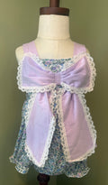 Purple floral print bow bubble