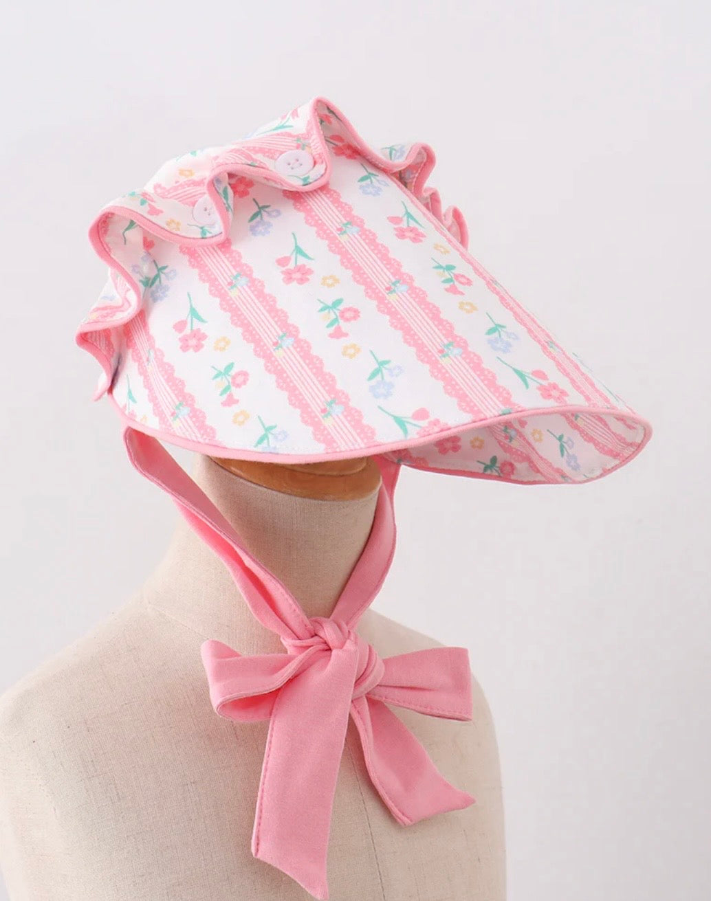 Blush Floral Ruffle Bonnet